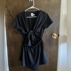 Black tie front romper from Lulus